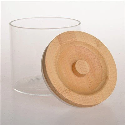 Borcan de depozitare din sticla borosilicata cu capac din bambus