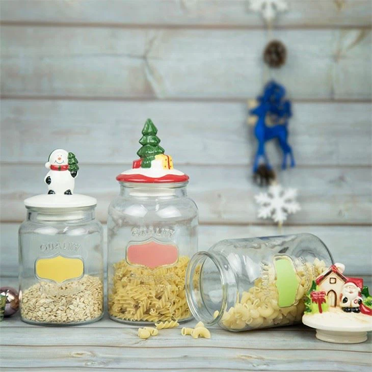 Food Storage Jar Christmas Ceramic Lid