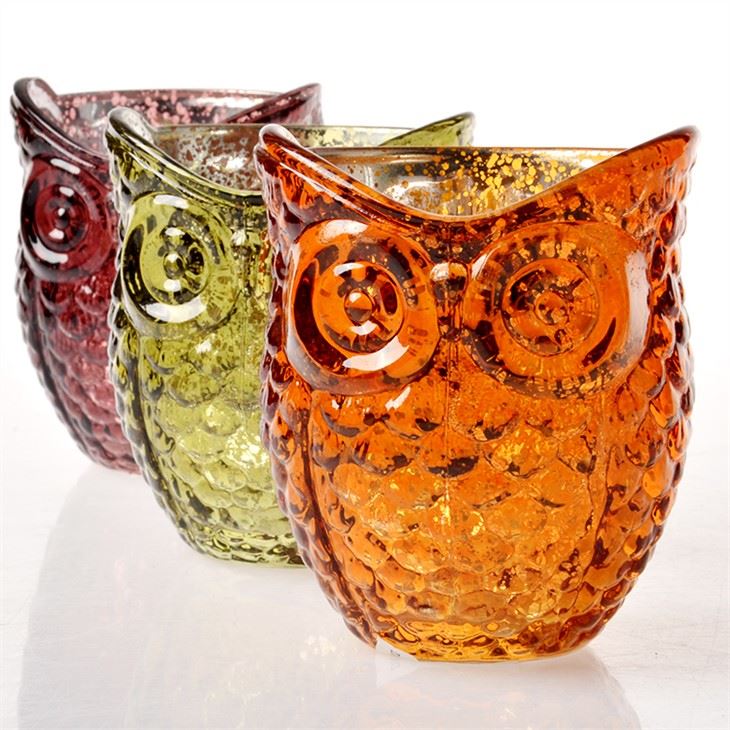 Glass Candle Jar Owl