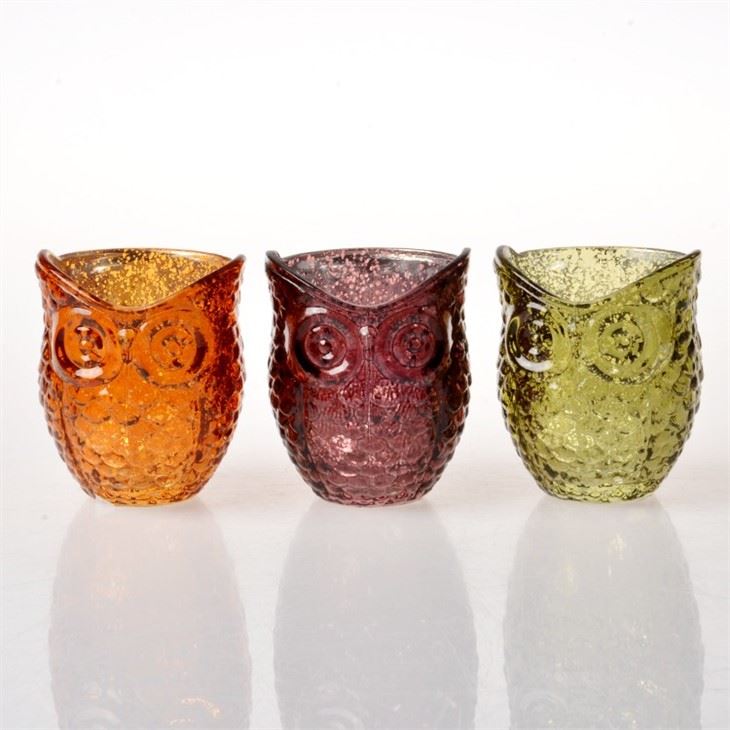 Glass Candle Jar Owl