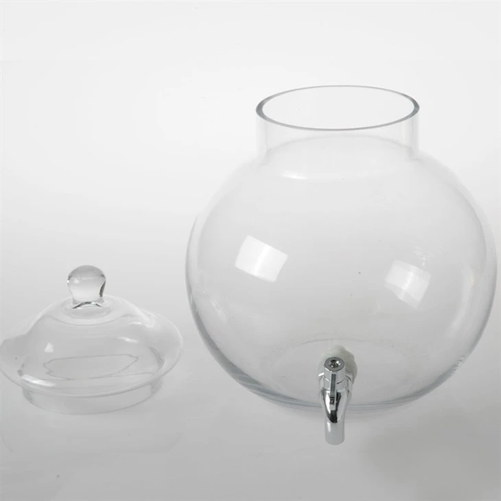 Glass Drink Dispenser With Glass Lid