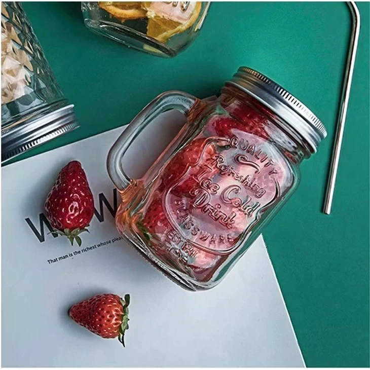 Glass Drinking Jar With Straw