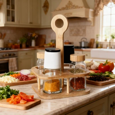 Set de condimente cu capac mixt cu 4-borcane